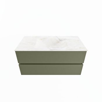 corian waschtisch set vica dlux 100 cm marmor optik becken mittig Ostra VDX100Arm2LM0Ost