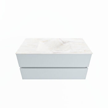 corian waschtisch set vica dlux 100 cm marmor optik becken mittig Ostra VDX100Cla2LM0Ost