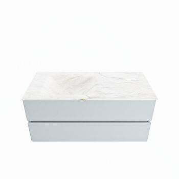 corian waschtisch set vica dlux 110 cm marmor optik becken links Ostra VDX110Cla2LL0Ost