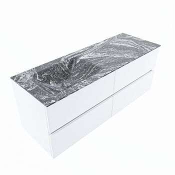corian waschtisch set vica dlux 130 cm marmor optik becken links Lava VDX130Tal4LL1Lav