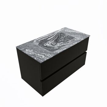 corian waschtisch set vica dlux 90 cm marmor optik becken mittig Lava VDX90Urb2LM0Lav