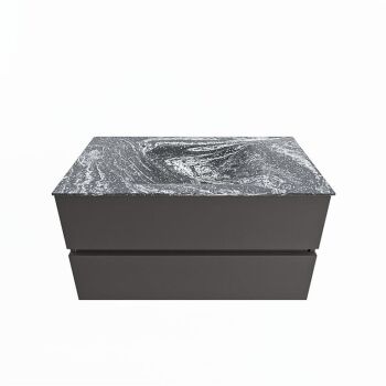 corian waschtisch set vica dlux 90 cm marmor optik becken mittig Lava VDX90Dar2LM1Lav