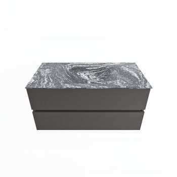 corian waschtisch set vica dlux 100 cm marmor optik becken mittig Lava VDX100Dar2LM1Lav