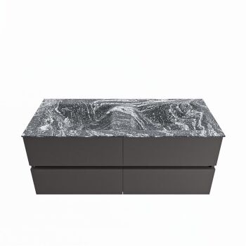 corian waschtisch set vica dlux 120 cm marmor optik doppelbecken Lava VDX120Dar4LD2Lav