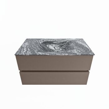 corian waschtisch set vica dlux 90 cm marmor optik becken mittig Lava VDX90Smo2LM0Lav