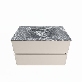 corian waschtisch set vica dlux 80 cm marmor optik becken mittig Lava VDX80Lin2LM0Lav