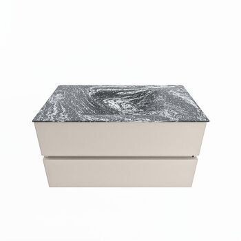 corian waschtisch set vica dlux 90 cm marmor optik becken mittig Lava VDX90Lin2LM0Lav